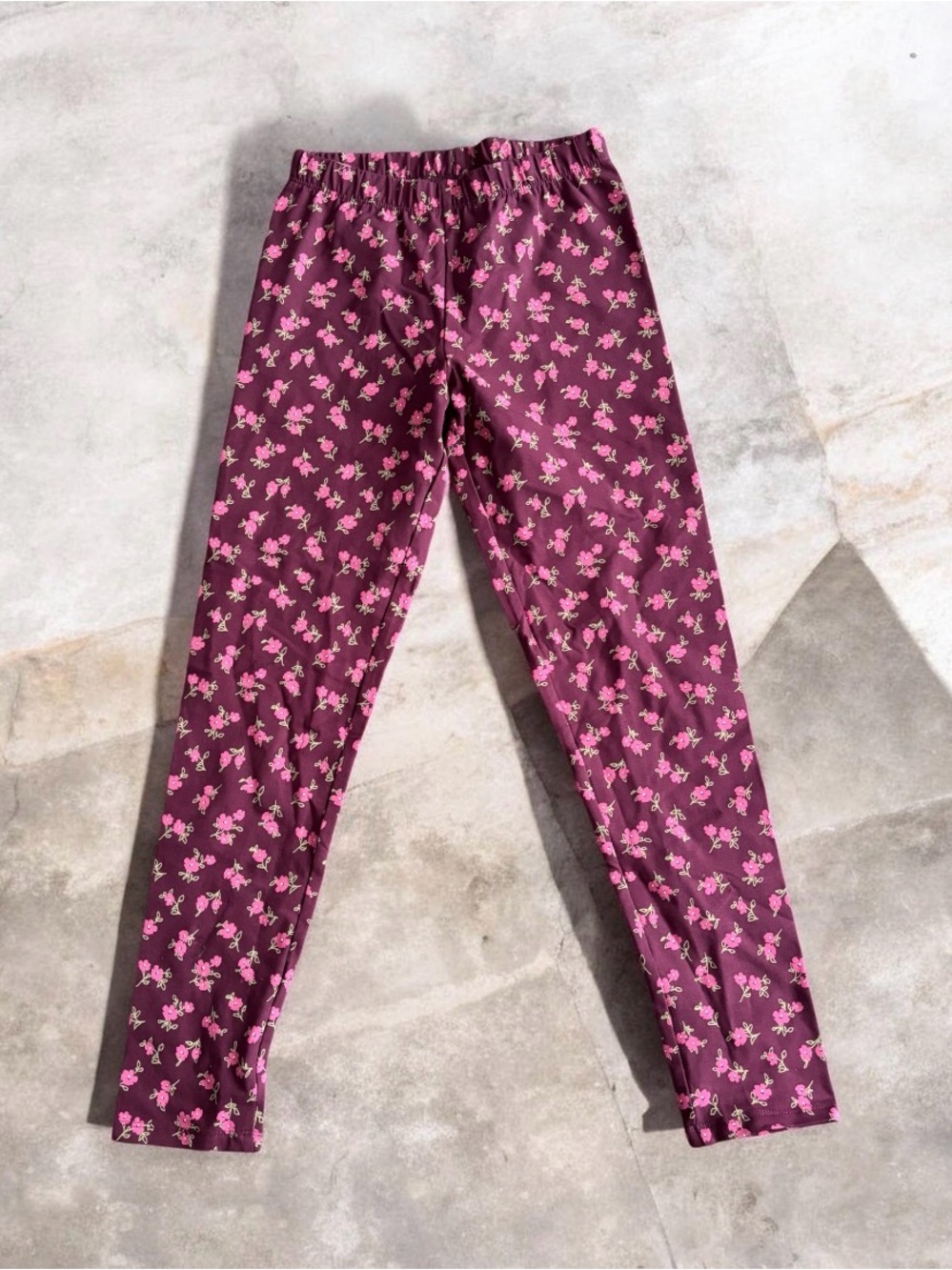 NEW Joe Fresh Kids Floral Burgundy Pants Tights Leggings Size Large Soft Hippie
